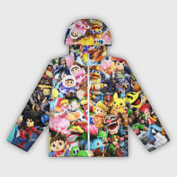 Ветровка с капюшоном женская SUPER SMASH BROS ГЕРОИ ИГРЫ, цвет: 3D-белый