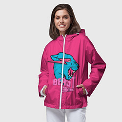 Ветровка с капюшоном женская Mr Beast Gaming Full Print Pink edition, цвет: 3D-белый — фото 2