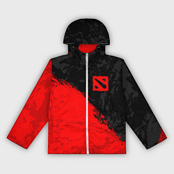 Ветровка с капюшоном женская DOTA 2 RED LOGO, БРЫЗГИ КРАСОК, цвет: 3D-белый