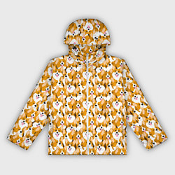 Ветровка с капюшоном женская Собаки Корги, цвет: 3D-белый