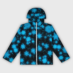 Ветровка с капюшоном женская НОВОГОДНИЕ НЕОНОВЫЕ СНЕЖИНКИ 2022 НОВЫЙ ГОД, цвет: 3D-белый