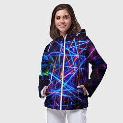 Ветровка с капюшоном женская NEON LINES Glowing Lines Effect, цвет: 3D-белый — фото 2