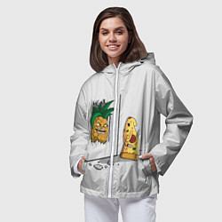 Ветровка с капюшоном женская HERES PINEAPPLE!, цвет: 3D-белый — фото 2