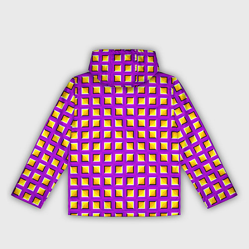 Женская ветровка Фиолетовый Фон с Желтыми Квадратами Иллюзия Движен / 3D-Белый – фото 2
