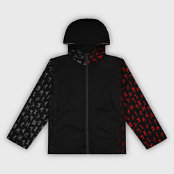 Ветровка с капюшоном женская СЛАВЯНСКАЯ СИМВОЛИКА, МЕТАЛЛИЧЕСКИЕ РУНЫ, цвет: 3D-черный