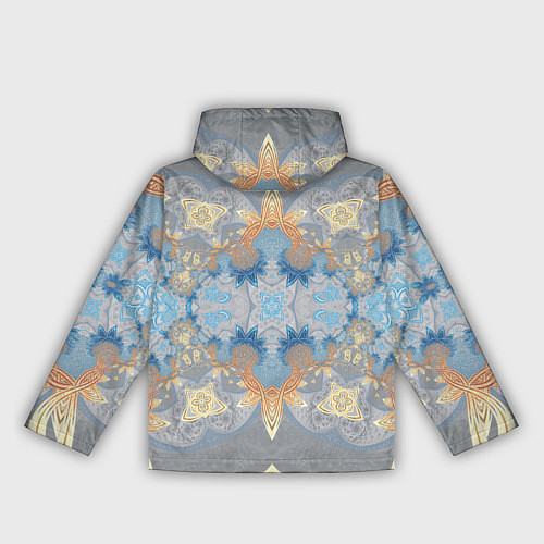 Женская ветровка Желто-голубой узор на сером фоне - Хуф и Ся / 3D-Белый – фото 2
