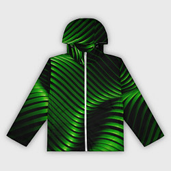 Ветровка с капюшоном женская Волны изумрудного металла, цвет: 3D-белый