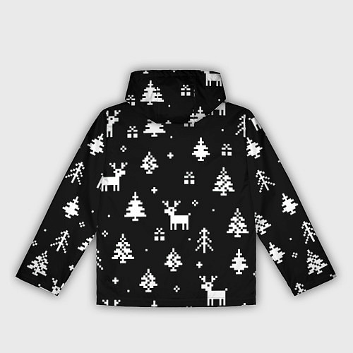 Женская ветровка ЕЛКИ И ОЛЕНИ НА ЧЕРНОМ ФОНЕ / 3D-Белый – фото 2