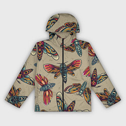 Ветровка с капюшоном женская Мотыльки-черепа, цвет: 3D-черный