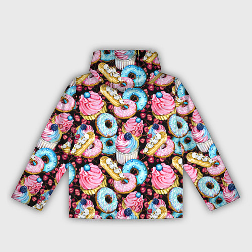 Женская ветровка Узор из сладостей на черном фоне / 3D-Черный – фото 2