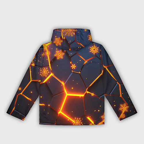 Женская ветровка НОВОГОДНИЕ ОГНЕННЫЕ 3D ПЛИТЫ FIRE NEON HEXAGON / 3D-Белый – фото 2