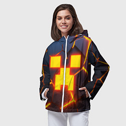 Ветровка с капюшоном женская ОГНЕННЫЙ КРИПЕР 3D ПЛИТЫ FIRE CREEPER, цвет: 3D-белый — фото 2