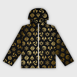 Ветровка с капюшоном женская GOLDEN GENSHIN IMPACT PATTERN ЗОЛОТО ГЕНШИН ИМПАКТ, цвет: 3D-белый