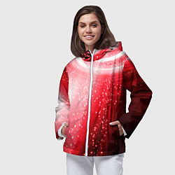Ветровка с капюшоном женская Красная космическая спираль, цвет: 3D-белый — фото 2