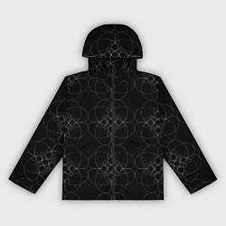 Ветровка с капюшоном женская Цветочный орнамент белый на черном, цвет: 3D-черный