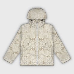Ветровка с капюшоном женская Бежевый узор - Хуф и Ся, цвет: 3D-белый