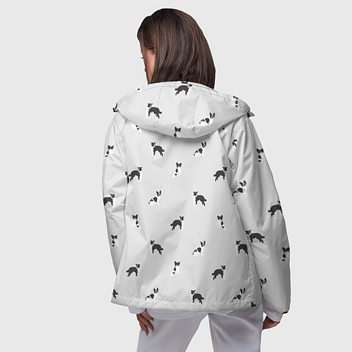 Женская ветровка Черно-белые собачки паттерн / 3D-Черный – фото 4