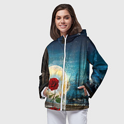 Ветровка с капюшоном женская Роза в Колбе, цвет: 3D-белый — фото 2