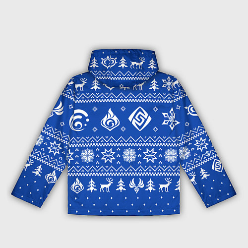Женская ветровка НОВОГОДНИЙ СВИТЕР GENSHIN IMPACT СИНИЙ / 3D-Белый – фото 2