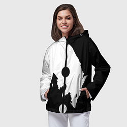 Ветровка с капюшоном женская Волки Инь и Янь Добро и Зло, цвет: 3D-черный — фото 2