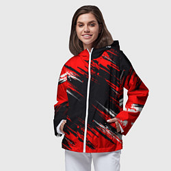 Ветровка с капюшоном женская БЕЛО-КРАСНАЯ КРАСКА, цвет: 3D-белый — фото 2