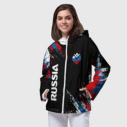 Ветровка с капюшоном женская Russia Штрихи в цвет Флага, цвет: 3D-белый — фото 2
