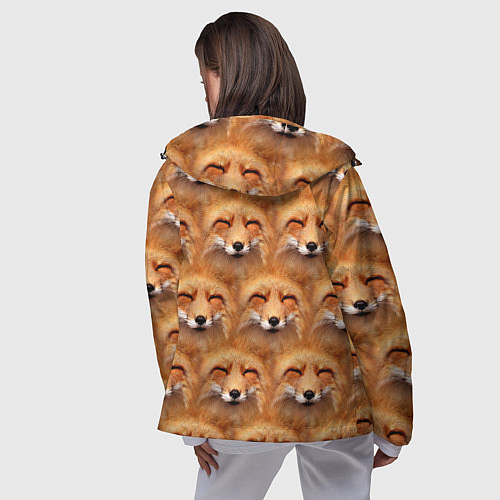 Женская ветровка Мордочки хитрой лисы паттерн / 3D-Черный – фото 4