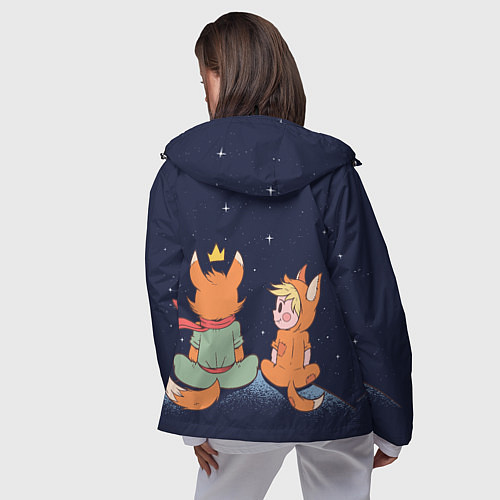 Женская ветровка Маленький принц и лис смотрят на небо / 3D-Черный – фото 4