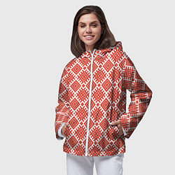 Ветровка с капюшоном женская Славянская Обережная Вышивка Плодородие, цвет: 3D-белый — фото 2