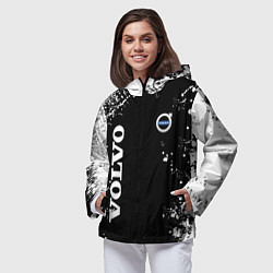 Ветровка с капюшоном женская Volvo капли и брызги красок, цвет: 3D-черный — фото 2