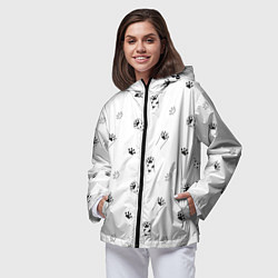 Ветровка с капюшоном женская Паттерн - кошачьи лапки 3D, цвет: 3D-черный — фото 2