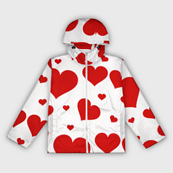 Ветровка с капюшоном женская Красные сердечки Heart, цвет: 3D-белый