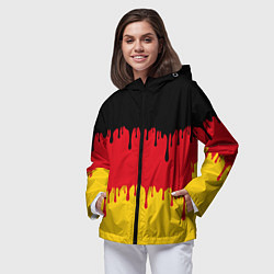 Ветровка с капюшоном женская Флаг Германии потёки, цвет: 3D-черный — фото 2