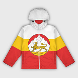 Ветровка с капюшоном женская Северная Осетия Алания Флаг, цвет: 3D-белый