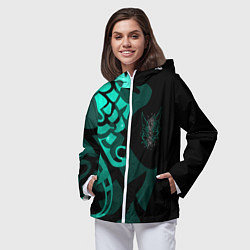 Ветровка с капюшоном женская МАСКА И ТАТУИРОВКА СЯО XIAO ГЕНШИН, цвет: 3D-белый — фото 2