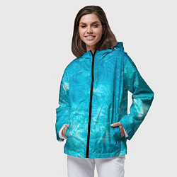 Ветровка с капюшоном женская Голубой океан Голубая вода, цвет: 3D-черный — фото 2