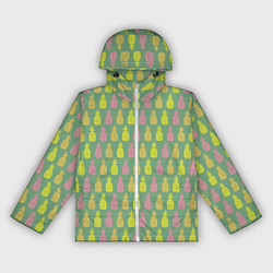 Ветровка с капюшоном женская Шествие ананасов, цвет: 3D-белый