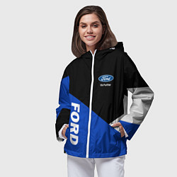 Ветровка с капюшоном женская FORD ФОРД ЧЕРНЫЙ СИНИЙ БЕЛЫЙ, цвет: 3D-белый — фото 2