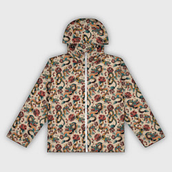 Ветровка с капюшоном женская ДРАКОН И РОЗА, цвет: 3D-белый