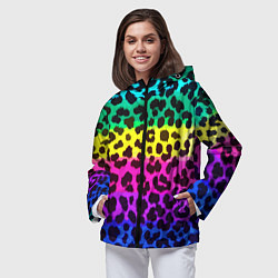 Ветровка с капюшоном женская Leopard Pattern Neon, цвет: 3D-черный — фото 2