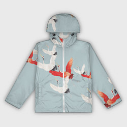 Ветровка с капюшоном женская Стая журавлей, цвет: 3D-белый