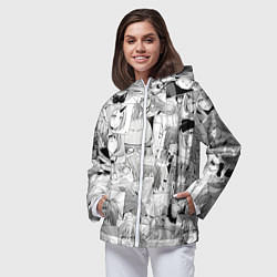 Ветровка с капюшоном женская О моём происхождении в слизь pattern, цвет: 3D-белый — фото 2