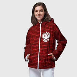 Ветровка с капюшоном женская RUSSIA - ГЕРБ Космос, цвет: 3D-белый — фото 2