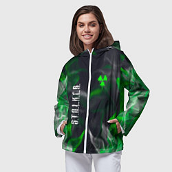 Ветровка с капюшоном женская S T A L K E R 2 пламя, цвет: 3D-белый — фото 2