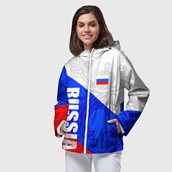 Ветровка с капюшоном женская RUSSIA - SPORTWEAR - ТРИКОЛОР, цвет: 3D-белый — фото 2