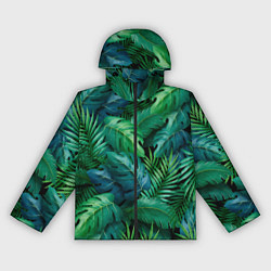 Ветровка с капюшоном женская Green plants pattern, цвет: 3D-черный