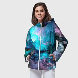 Ветровка с капюшоном женская МОРСКОЙ ШТОРМ, цвет: 3D-белый — фото 2