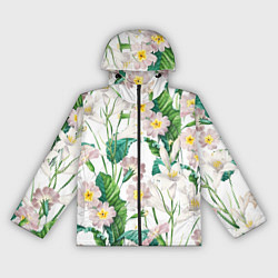Ветровка с капюшоном женская Цветы Лилии На Белом Фоне, цвет: 3D-черный
