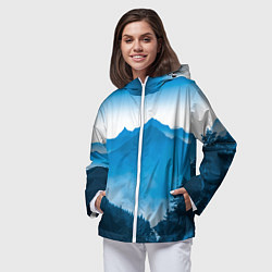 Ветровка с капюшоном женская Горы Лес, цвет: 3D-белый — фото 2