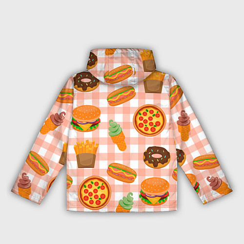 Женская ветровка PIZZA DONUT BURGER FRIES ICE CREAM pattern / 3D-Черный – фото 2
